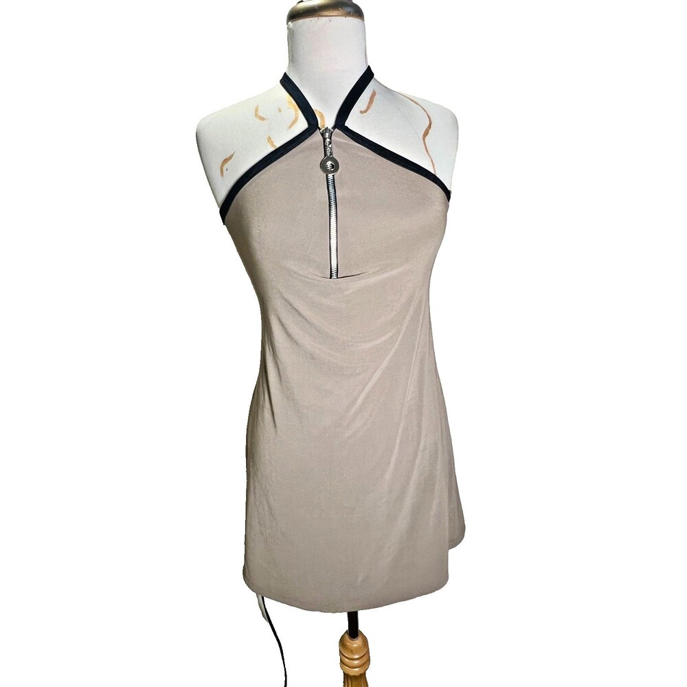I.T.I. Dress Size L Junior Vintage 80’s Tan Stretch Dark Academia Grunge Dress